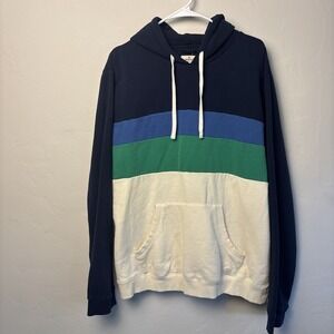 Marine Layer Navy Blue, Royal Blue, Green & Cream Colorblock Hoodie